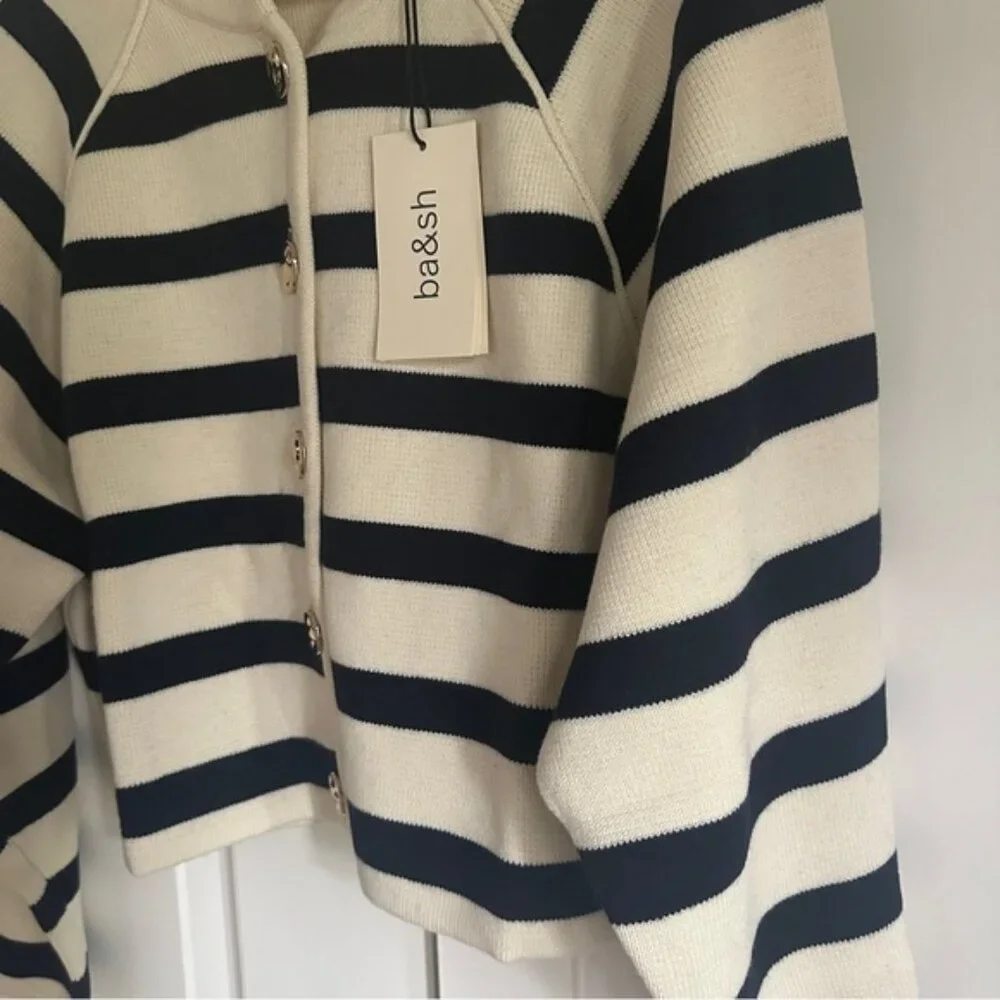 NWT Ba&sh Bash Massimo Striped Cardigan Black White Ecru | size 1 / S - Picture 11 of 11